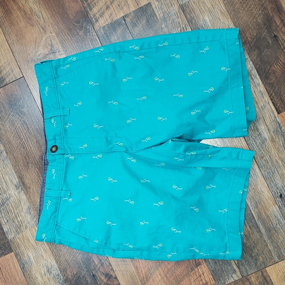 George Bright Blue Shorts with Flamingo Print, Size 32